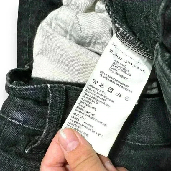 NUDIE JEANS CO Men’s Straight Slim Fit Jeans Organic Black W33 L34 Dean Stretch - Picture 11 of 12